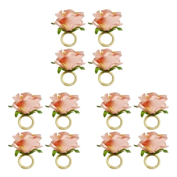 LJL-12Pcs Rózsavirág szalvéta gyűrűk, kézművesség Szőlő design Szalvétatartó gyűrűk Asztali dekorációk esküvőre, Valentin-napra, bankettre