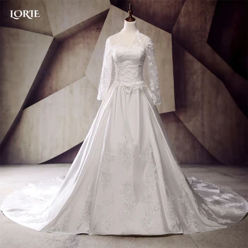 LORIE vintage csipke hercegnő esküvői ruhák redők V-nyakú A-vonalú rátétek hát nélküli menyasszonyi ruhák 2022 Ruched Train menyasszonyi ruha