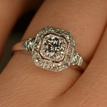 Luxus mikrokészletű cirkon gyűrű gyémánt jegygyűrű export ékszerek