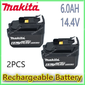  Makita 14.4V 6000mAh Makita újratölthető Li-ion akkumulátor Makita 14V elektromos kéziszerszámokhoz 6.0Ah akkumulátorok BL1460 BL1430 1415 194066-1