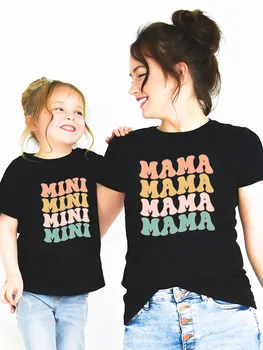 Mini Mama vicces póló Anya lánya Családi Hozzáillő ruhák Női Besties Anya Me Tops Póló lány Anyu Babaruhák, Drop Ship