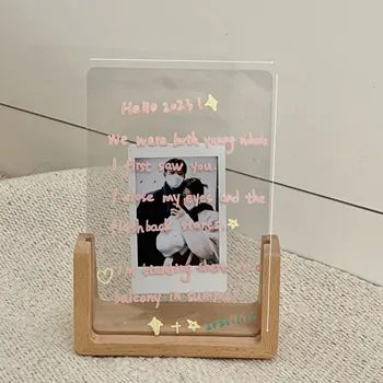 MINKYS Kawaii Wood 3/6inch Kpop fotókártya tartó Idol Photo Card Frame Display Stand Holder Creative Stationery
