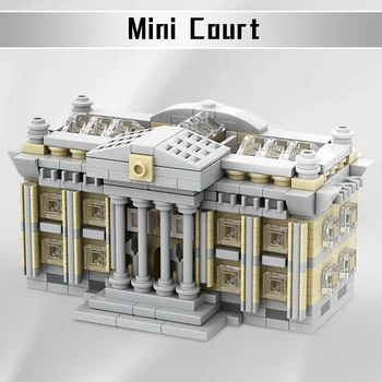 MOC Mini Bíróság Középkori nevezetesség Építészeti modell Építőelem Ideális építészet DIY kockák Játékok gyerekeknek Ajándék