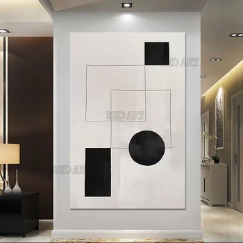 Modern kézzel készített absztrakt fali poszter Geometriai olajfestmény Keret nélküli fali képművészet Kreatív design műalkotás szállodai dekorációhoz