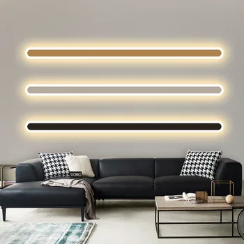 Modern LED lámpa beltéri vonalhoz Fali lámpa hálószoba nappali szalag lámpa háttér fali falfelületek Könnyű akril lámpatestek