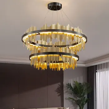 Modern otthoni LED mennyezeti függőlámpák minimalizmus Fekete\arany Csillárok beltéri világításhoz Kör alakú csillár a nappalihoz