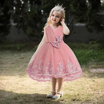 MQATZ Babaruhák Lány gyerekek Hercegnő esti parti báli íj rózsaszín esküvői koszorúslány nyári csinos ruha zöld báli ruha