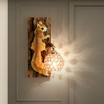 Mókus fali lámpa Kreatív Gyermek fény Fiúk és lányok Nappali hálószoba Éjjeli lámpa dekoráció Amerikai tanulmányi állat