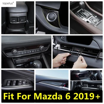 Műszerfal panelszalag / ablakemelő / sebességváltó / hátsó légtelenítő burkolat burkolat a Mazda 6-hoz 2019- 2021 rozsdamentes acél kiegészítők