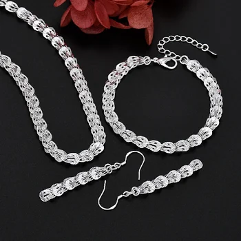 nagykereskedelem Finom 925 sterling ezüst charms fülbevaló nyaklánc karkötő szerelmi ékszerek aranyos nőknek lánc szett esküvői ajándék