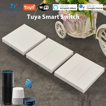 Nashone Tuay WiFi Smart Switch 1-3 Gang Push kapcsoló Nincs semleges és semleges vonal Intelligens WiFi Interuptor Munka Alexa Google-lal
