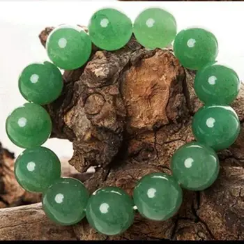 Natural Green Jade Bracelet Men Women Healing Gemstone Jewelry 18mm Aventurin Jades Stone Beads Elastic Beaded Bracelets Bangle