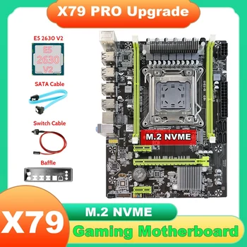 NEW-X79 alaplap frissítés X79 Pro + E5 2630 V2 CPU + SATA kábel + kapcsolókábel + terelő M.2 NVME LGA2011 LOL CF PUBG számára
