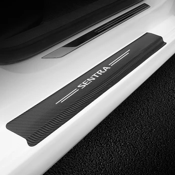 Nissan Sentra 4PCS automatikus ajtóküszöb-lemezvédőkhöz matricák Autó ajtóküszöb pedál szénszálas karcvédő tartozékok