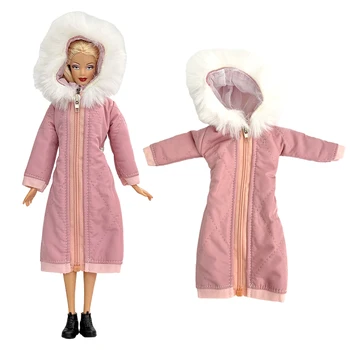 NK 1 szett hercegnő divat hosszú kabát pamut kabát cipzár Parkas ruha téli meleg ruhák Barbie kiegészítőkhöz baba gyerek játék
