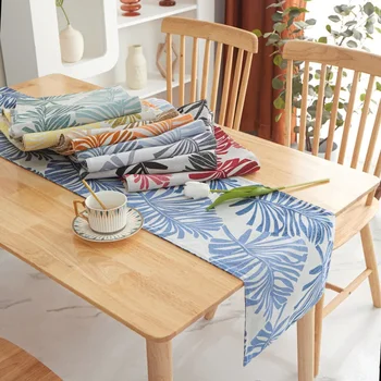 Nordic Style Table Runner Luxus kétoldalas virágbarna levelek Új termék Nappali asztali szőnyeg dekorációs asztal