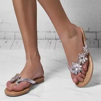 Nyári lakások Női papucs Clip Toe Virág alkalmi Kényelmes cipő Séta Új szandál 2024 Fad Slingback Slides Mujer Flip Flops