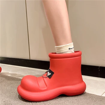 Női cipők 2023 őszi téli platform női csizma utcai divat cukorka színek vízálló csúszásmentes vastag talpú esőcsizma