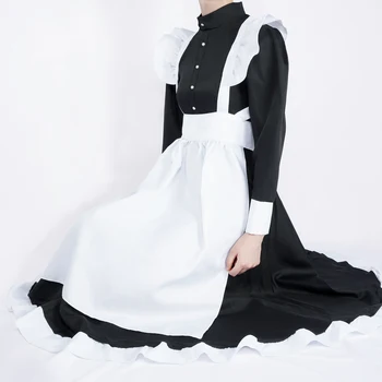 Női szobalány ruha Hosszú ruha Brit stílusú Lolita ruhák Férfi ruhák Uniszex Cafe jelmez Cosplay Anime jelmezek