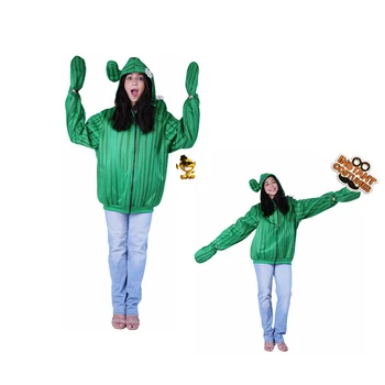 Női vicces kaktusz cosplay jelmez 3D nyomtatott kapucnis pulóver férfi alkalmi streetwear zöld felső hosszú nadrág pulóver teljes készlet