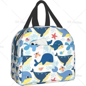 Ocean Animal bálna hűtő Uzsonnás táskák zsebbel Ocean Fish újrafelhasználható uzsonnás doboz nőknek Férfiak Gyerekek Kültéri munka Piknik Iskola