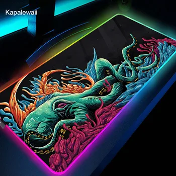 Octopus RGB világító egérpad 90x40 LED gamer kiegészítők Billentyűzet egér szőnyeg rögzítőél gumi asztali szőnyegek Nagy irodai szőnyeg