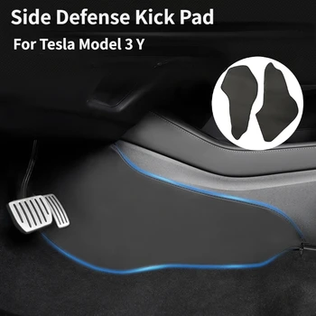  oldalsó védelmi rúgópad a Tesla Model 3 Y számára Központi vezérlésű rúgásgátló párnák hátsó ajtó védőburkolat bőr szőnyeg Autó kiegészítők
