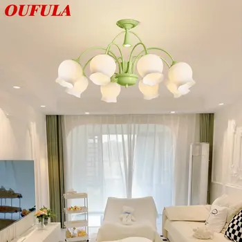 OUFULA zöld függő mennyezeti lámpa LED kreatív aromaterápiás gyertya design medál csillárfény otthoni hálószobába