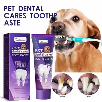Pet fogkrém dezodor fogkő lepedék tisztítás kutya szájápolás ehető fogkrém fehéríti a fogakat és frissíti a leheletet a kölyökmacska számára