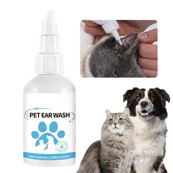 Pet fülcsepp tisztító 60ml kisállat fülcsepp megfelelő kisállat fülcsepp eltávolítja a szennyeződéseket és a felhalmozódást a fülből Kutya szerszámok és kiegészítők