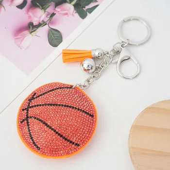Pezsgő kosárlabda strasszos kulcstartó medál bojtos fém kulcstartóval Llaveros táska kiegészítők