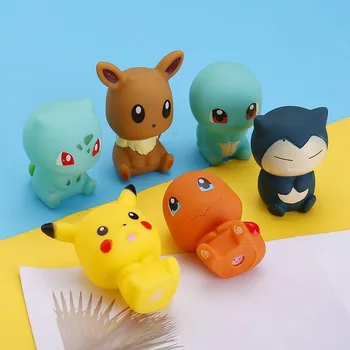 Pokemon Anime figurák Pikachu Bulbasaur Charmander Squirtle Eevee Snorlax Gyerekek énekfürdő játék Babafürdő játékok