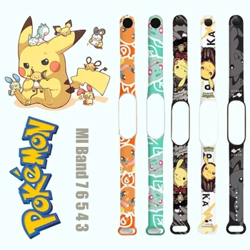 Pokemon Pikachu szíj Xiaomi MI Band 7 6 5 4 3 Csere szíj rajzfilm anime okosóra szilikon karszalag karkötő ajándék