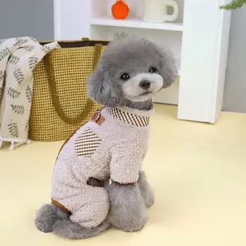 Puha négylábú kutya pulóver Kényelmes meleg téli kölyökkutya ruhák Korall bársony sárgabarack/Khaki kutya meleg kabát ősz