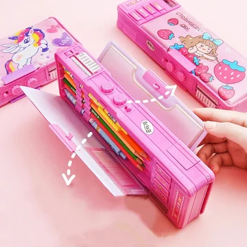 Rajzfilm nyomtatott tolltartó tolltartóval tasak Tároló doboz gyerekeknek