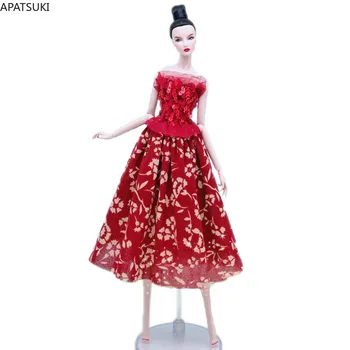 Red Sequin Fashion Doll ruhakészlet Barbie baba ruhákhoz Rövid felső és virágos midi szoknyák Ruha 1/6 baba kiegészítők Gyerekjátékok