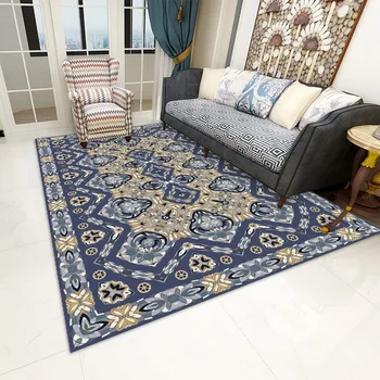 Reese bársony rövid gyapjú nappali szőnyeg hálószoba dekoráció szőnyeg arab perzsa klasszikus kék minta éjjeli padló íróasztal fürdőszőnyeg