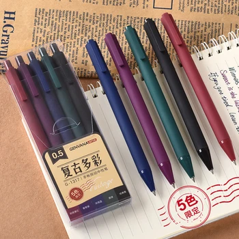 Retro Color Press Gel Pen 0,5mm Quick Dry vintage tollak Színes kézikönyv Toll naplóíráshoz DIY ajándékkártya Iskolai irodaszerek
