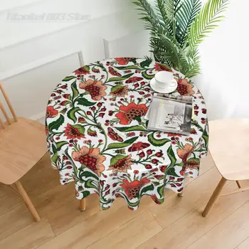 Retro Paisley Fantasy virágok mosható poliészter terítő asztalterítő dekoratív asztalhuzat vízálló kerek terítő 60 hüvelyk