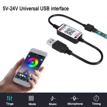 RGB LED szalag fényvezérlő Bluetooth APP távirányító lámpa színe USB vezeték nélküli 5-24V intelligens otthoni mobiltelefon vezérlőfények