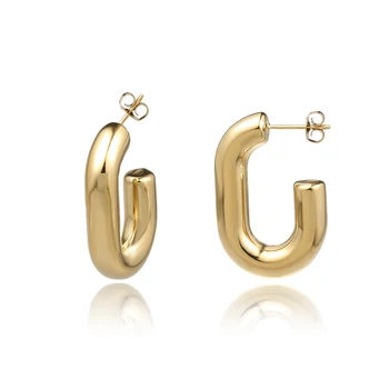 rozsdamentes acél geometriai U alakú fülbevaló nőknek Divat luxustervezők Koreai kiegészítők Piercing divatos ékszerek