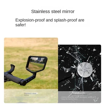 rozsdamentes acél tükörfelület kerékpár visszapillantó tükör állítható 360 ° -os forgási reflektor összecsukható rúdvég tükör