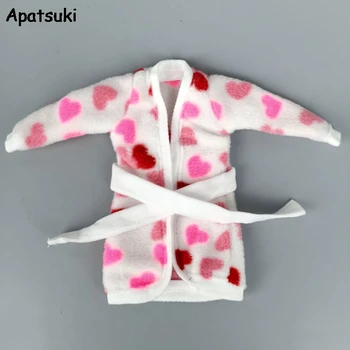 Rózsaszín fehér szív fürdőköpeny Barbie babához Alkalmi ruhák köntös Fürdőszoba ruhák Téli alvó pizsama babák kiegészítők 1/6 játék