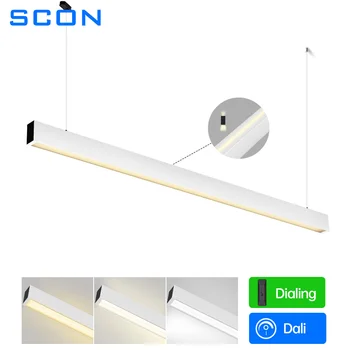 SCON minimalista LED lineáris függőlámpa Dalí/tárcsázás szabályozható irodai étkezés függő szalag fény beállítása CCT változó beltéri fény