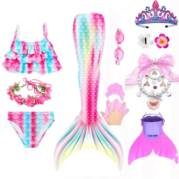 sellő farok fürdőruha lányoknak Fancy Beachwear Party Cosplay jelmez Kis hableány hercegnő bikini fürdőruhával