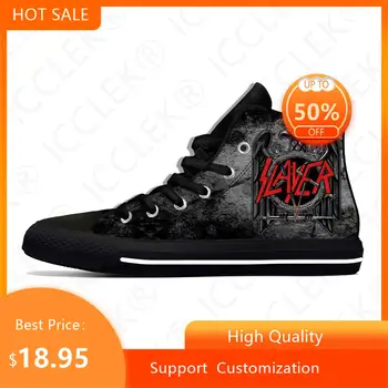 Slayer Heavy metal Rock Band Horror Scary Fashion Casual Shoes High Top Lélegző Férfi Női tornacipők Könnyű deszkacipők