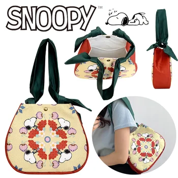 Snoopy női kézitáska Divat egyszerűség selyem sál válltáska rajzfilm alkalmi hónalj táska bevásárlótáskák női kuplung pénztárca