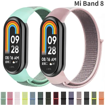 Sport nylon hurok szíj Xiaomi Mi Band 8 Smart Watch karkötőhöz Légáteresztő öv Correa Mi Band 8 szíj kiegészítők