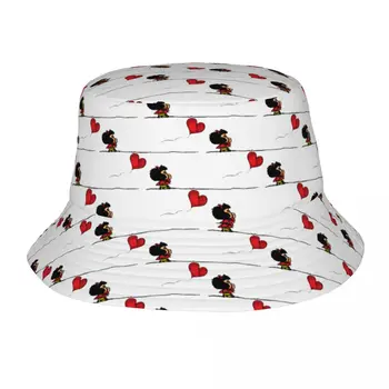 Summer Beach Hatwear Mafalda Heart Merch vödör kalap Harajuku Tini napsapkák Rajzfilm ír Country kalap Horgászsapkák Kemping