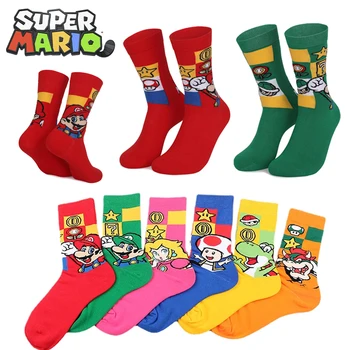 Super Mario Bros Anime zokni Hip Hop személyiség Születésnapi rajzfilm férfiak Kiváló minőségű varrómintás zokni Karácsonyi ajándékok Felnőtt zokni